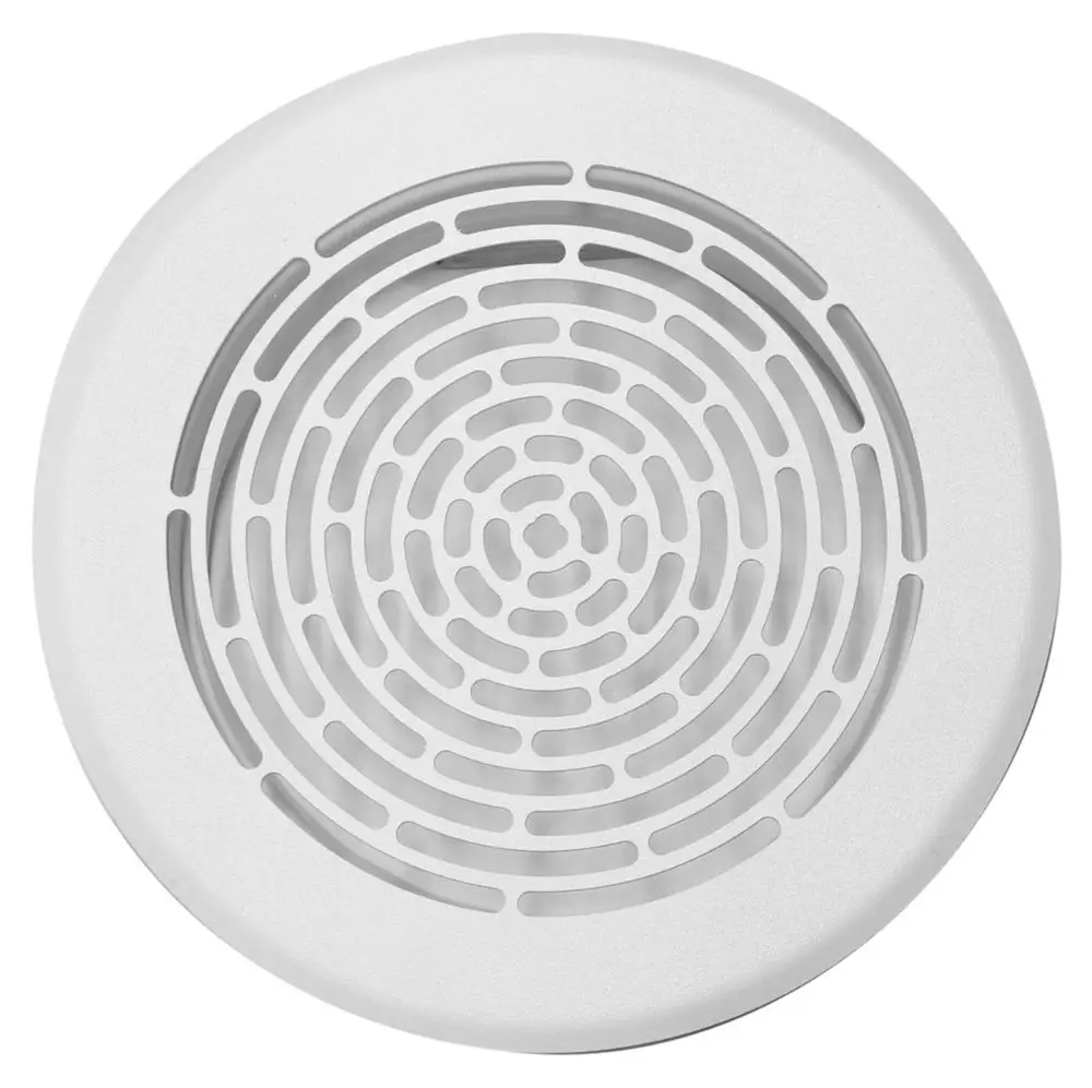 Rundes, weißes Gitter mit spiralförmigem Design, geeignet für Zu- oder Abluft. Hergestellt von Vaillant, fit für Lüftungsinstallationen.